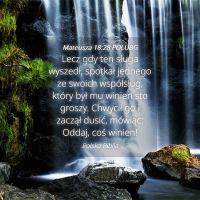 Picture 04 - Mateusza 18:28 POLUBG - Lecz gdy ten sługa wyszedł, spotkał jednego ze - Bible Verse Picture
