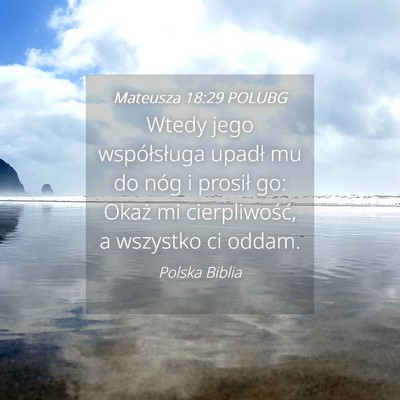 Picture 04 - Mateusza 18:29 POLUBG - Wtedy jego współsługa upadł mu do nóg i - Bible Verse Picture