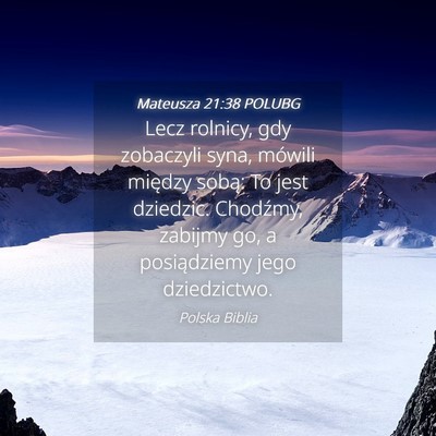 Picture 04 - Mateusza 21:38 POLUBG - Lecz rolnicy, gdy zobaczyli syna, mówili między - Bible Verse Picture