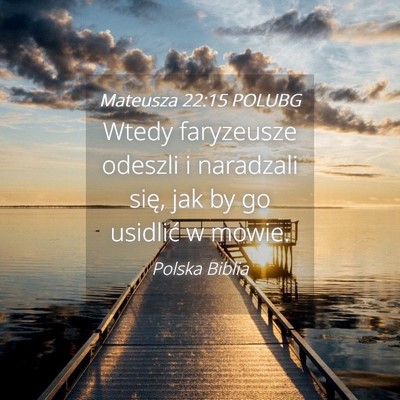 Picture 04 - Mateusza 22:15 POLUBG - Wtedy faryzeusze odeszli i naradzali się, jak by - Bible Verse Picture