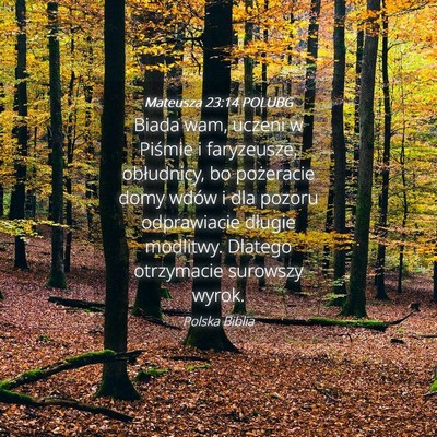 Picture 04 - Mateusza 23:14 POLUBG - Biada wam, uczeni w Piśmie i faryzeusze, - Bible Verse Picture