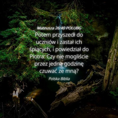 Picture 04 - Mateusza 26:40 POLUBG - Potem przyszedł do uczniów i zastał ich - Bible Verse Picture