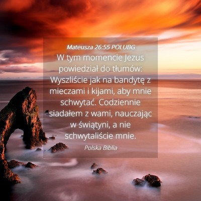 Picture 04 - Mateusza 26:55 POLUBG - W tym momencie Jezus powiedział do tłumów: - Bible Verse Picture