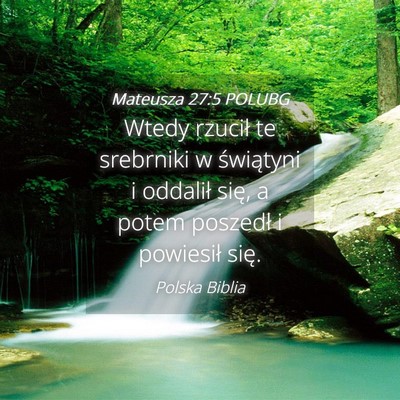 Picture 04 - Mateusza 27:5 POLUBG - Wtedy rzucił te srebrniki w świątyni i - Bible Verse Picture