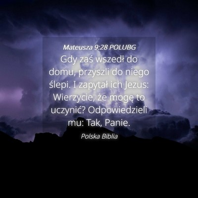 Picture 04 - Mateusza 9:28 POLUBG - Gdy zaś wszedł do domu, przyszli do niego - Bible Verse Picture
