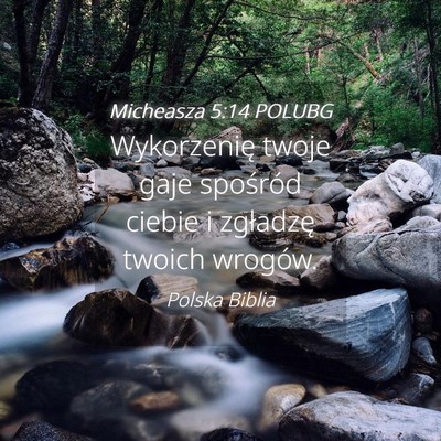Picture 04 - Micheasza 5:14 POLUBG - Wykorzenię twoje gaje spośród ciebie i - Bible Verse Picture