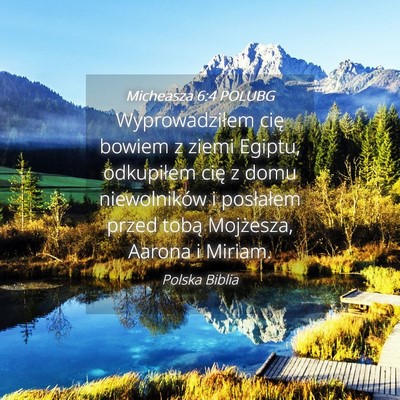 Picture 04 - Micheasza 6:4 POLUBG - Wyprowadziłem cię bowiem z ziemi Egiptu, - Bible Verse Picture