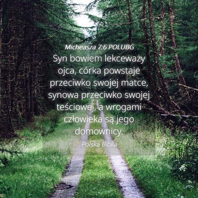 Picture 04 - Micheasza 7:6 POLUBG - Syn bowiem lekceważy ojca, córka powstaje - Bible Verse Picture