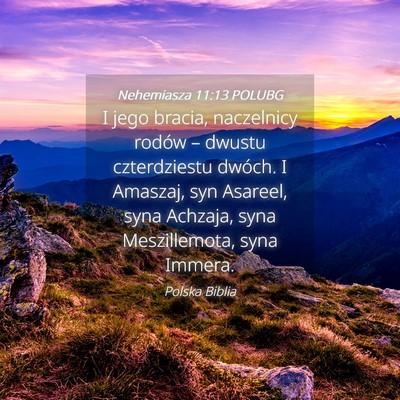 Picture 04 - Nehemiasza 11:13 POLUBG - I jego bracia, naczelnicy rodów – dwustu - Bible Verse Picture