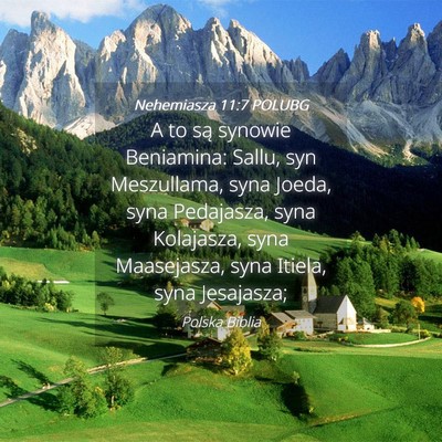 Picture 04 - Nehemiasza 11:7 POLUBG - A to są synowie Beniamina: Sallu, syn - Bible Verse Picture