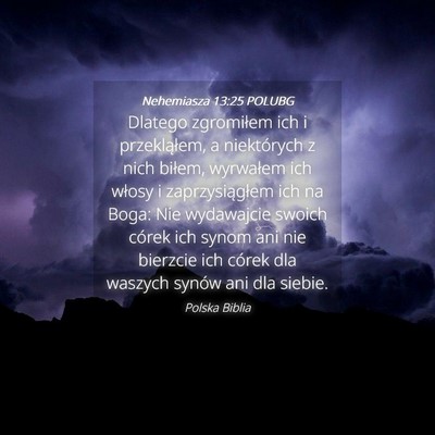 Picture 04 - Nehemiasza 13:25 POLUBG - Dlatego zgromiłem ich i przekląłem, a - Bible Verse Picture