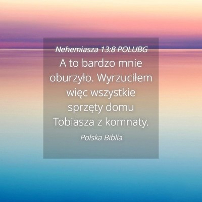Picture 04 - Nehemiasza 13:8 POLUBG - A to bardzo mnie oburzyło. Wyrzuciłem więc - Bible Verse Picture