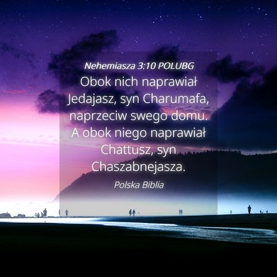 Picture 04 - Nehemiasza 3:10 POLUBG - Obok nich naprawiał Jedajasz, syn Charumafa, - Bible Verse Picture