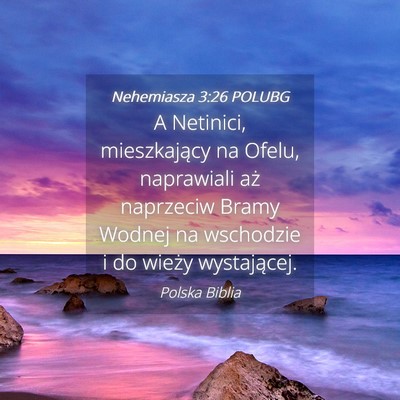 Picture 04 - Nehemiasza 3:26 POLUBG - A Netinici, mieszkający na Ofelu, naprawiali aż - Bible Verse Picture