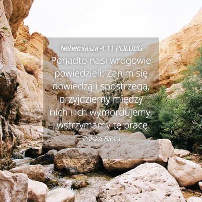 Picture 04 - Nehemiasza 4:11 POLUBG - Ponadto nasi wrogowie powiedzieli: Zanim się - Bible Verse Picture