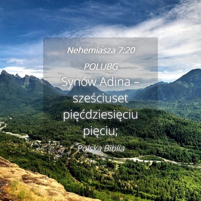 Picture 04 - Nehemiasza 7:20 POLUBG - Synów Adina – sześciuset pięćdziesięciu - Bible Verse Picture