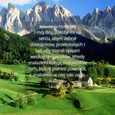 Picture 04 - Nehemiasza 7:5 POLUBG - I mój Bóg położył mi na sercu, abym zebrał - Bible Verse Picture