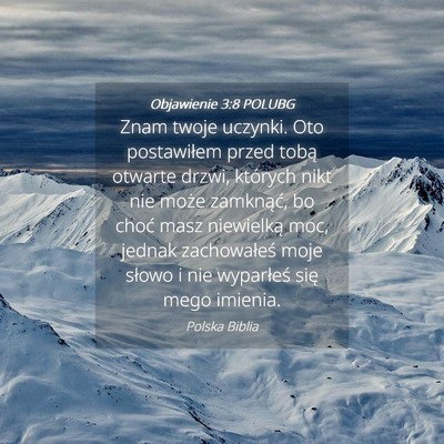 Picture 04 - Objawienie 3:8 POLUBG - Znam twoje uczynki. Oto postawiłem przed tobą - Bible Verse Picture