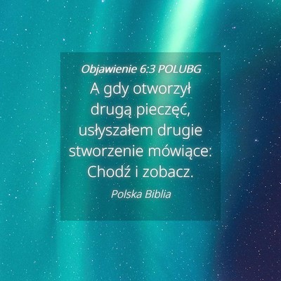 Picture 04 - Objawienie 6:3 POLUBG - A gdy otworzył drugą pieczęć, usłyszałem - Bible Verse Picture