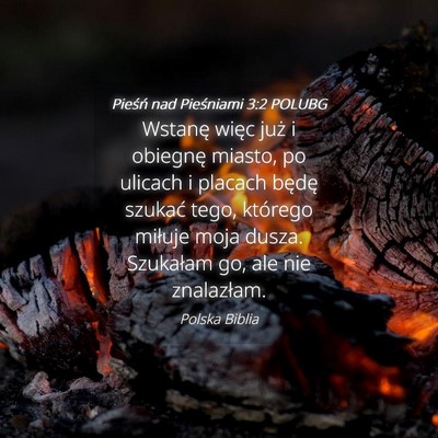 Picture 04 - Pieśń nad Pieśniami 3:2 POLUBG - Wstanę więc już i obiegnę miasto, po ulicach - Bible Verse Picture