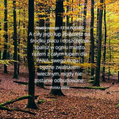 Picture 04 - Powtórzonego 13:16 POLUBG - A cały jego łup zbierzesz na środku placu i - Bible Verse Picture