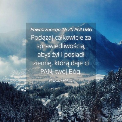 Picture 04 - Powtórzonego 16:20 POLUBG - Podążaj całkowicie za sprawiedliwością, - Bible Verse Picture
