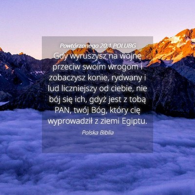 Picture 04 - Powtórzonego 20:1 POLUBG - Gdy wyruszysz na wojnę przeciw swoim wrogom i - Bible Verse Picture
