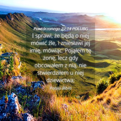 Picture 04 - Powtórzonego 22:14 POLUBG - I sprawi, że będą o niej mówić źle, i - Bible Verse Picture