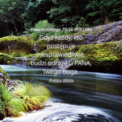 Picture 04 - Powtórzonego 25:16 POLUBG - Gdyż każdy, kto postępuje niesprawiedliwie, - Bible Verse Picture