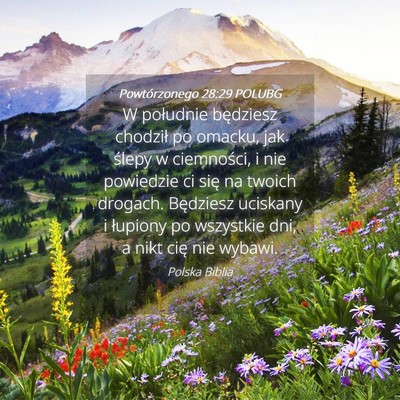 Picture 04 - Powtórzonego 28:29 POLUBG - W południe będziesz chodził po omacku, jak - Bible Verse Picture