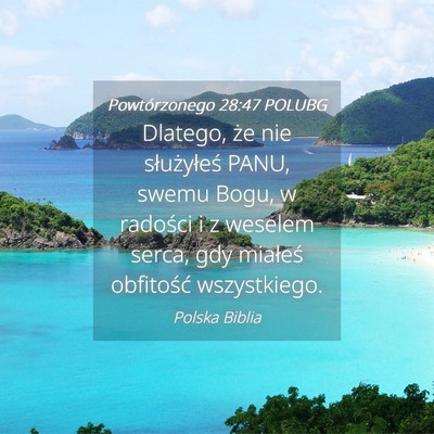 Picture 04 - Powtórzonego 28:47 POLUBG - Dlatego, że nie służyłeś PANU, swemu Bogu, w - Bible Verse Picture