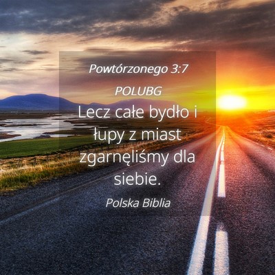Picture 04 - Powtórzonego 3:7 POLUBG - Lecz całe bydło i łupy z miast zgarnęliśmy - Bible Verse Picture