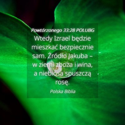 Picture 04 - Powtórzonego 33:28 POLUBG - Wtedy Izrael będzie mieszkać bezpiecznie sam. - Bible Verse Picture