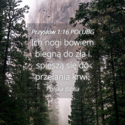 Picture 04 - Przysłów 1:16 POLUBG - Ich nogi bowiem biegną do zła i spieszą się - Bible Verse Picture
