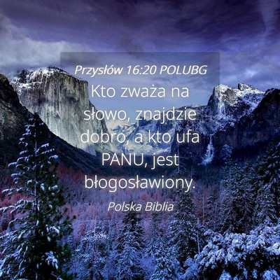 Picture 04 - Przysłów 16:20 POLUBG - Kto zważa na słowo, znajdzie dobro, a kto ufa - Bible Verse Picture