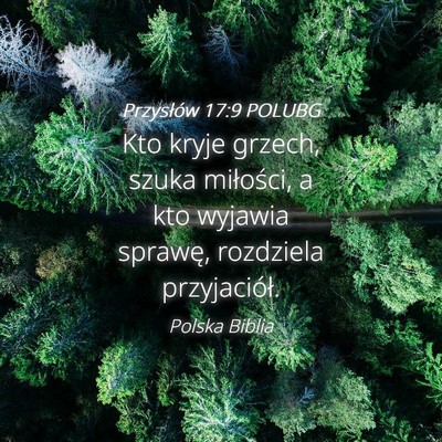 Picture 04 - Przysłów 17:9 POLUBG - Kto kryje grzech, szuka miłości, a kto wyjawia - Bible Verse Picture