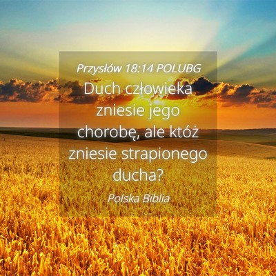 Picture 04 - Przysłów 18:14 POLUBG - Duch człowieka zniesie jego chorobę, ale któż - Bible Verse Picture