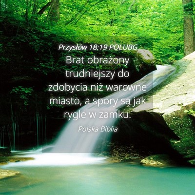 Picture 04 - Przysłów 18:19 POLUBG - Brat obrażony trudniejszy do zdobycia niż - Bible Verse Picture