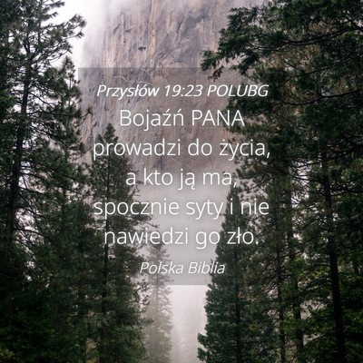Picture 04 - Przysłów 19:23 POLUBG - Bojaźń PANA prowadzi do życia, a kto ją ma, - Bible Verse Picture