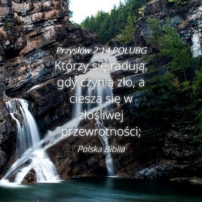 Picture 04 - Przysłów 2:14 POLUBG - Którzy się radują, gdy czynią zło, a cieszą - Bible Verse Picture