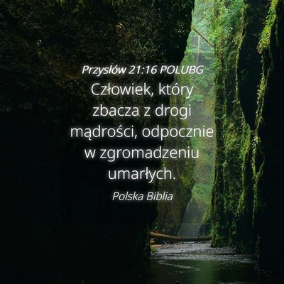 Picture 04 - Przysłów 21:16 POLUBG - Człowiek, który zbacza z drogi mądrości, - Bible Verse Picture