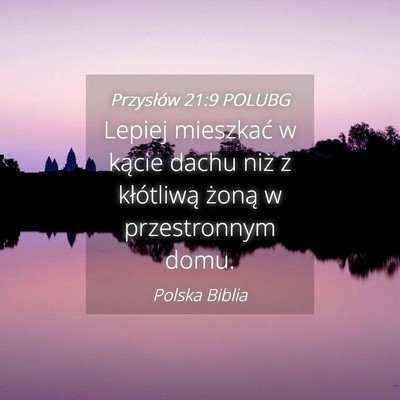Picture 04 - Przysłów 21:9 POLUBG - Lepiej mieszkać w kącie dachu niż z - Bible Verse Picture