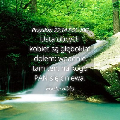 Picture 04 - Przysłów 22:14 POLUBG - Usta obcych kobiet są głębokim dołem; wpadnie - Bible Verse Picture