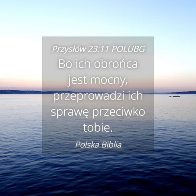 Picture 04 - Przysłów 23:11 POLUBG - Bo ich obrońca jest mocny, przeprowadzi ich - Bible Verse Picture