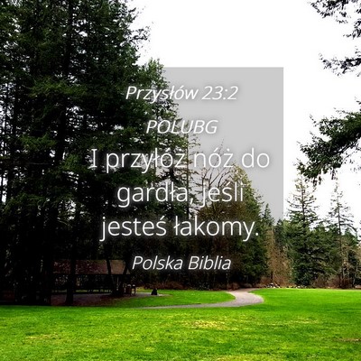 Picture 04 - Przysłów 23:2 POLUBG - I przyłóż nóż do gardła, jeśli jesteś - Bible Verse Picture