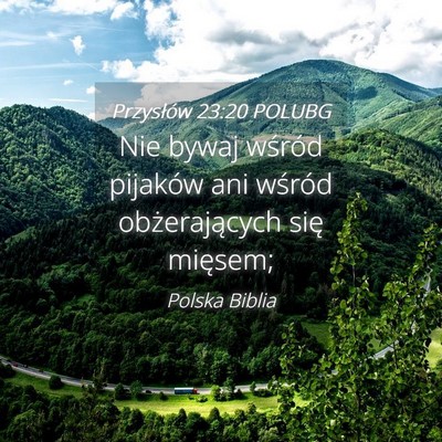 Picture 04 - Przysłów 23:20 POLUBG - Nie bywaj wśród pijaków ani wśród - Bible Verse Picture