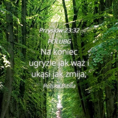 Picture 04 - Przysłów 23:32 POLUBG - Na koniec ugryzie jak wąż i ukąsi jak - Bible Verse Picture