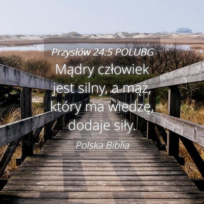 Picture 04 - Przysłów 24:5 POLUBG - Mądry człowiek jest silny, a mąż, który ma - Bible Verse Picture