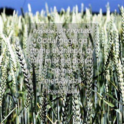 Picture 04 - Przysłów 25:17 POLUBG - Oddal nogę od domu bliźniego, by nie miał cię - Bible Verse Picture