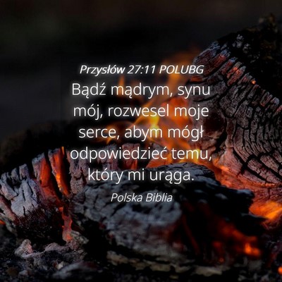Picture 04 - Przysłów 27:11 POLUBG - Bądź mądrym, synu mój, rozwesel moje serce, - Bible Verse Picture